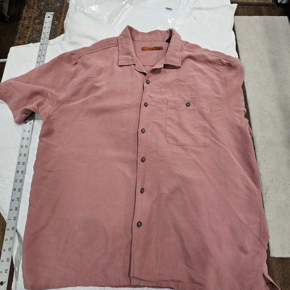 Vintage AXIS Men's XL Linen Blend Button Up Shirt Blush Pink